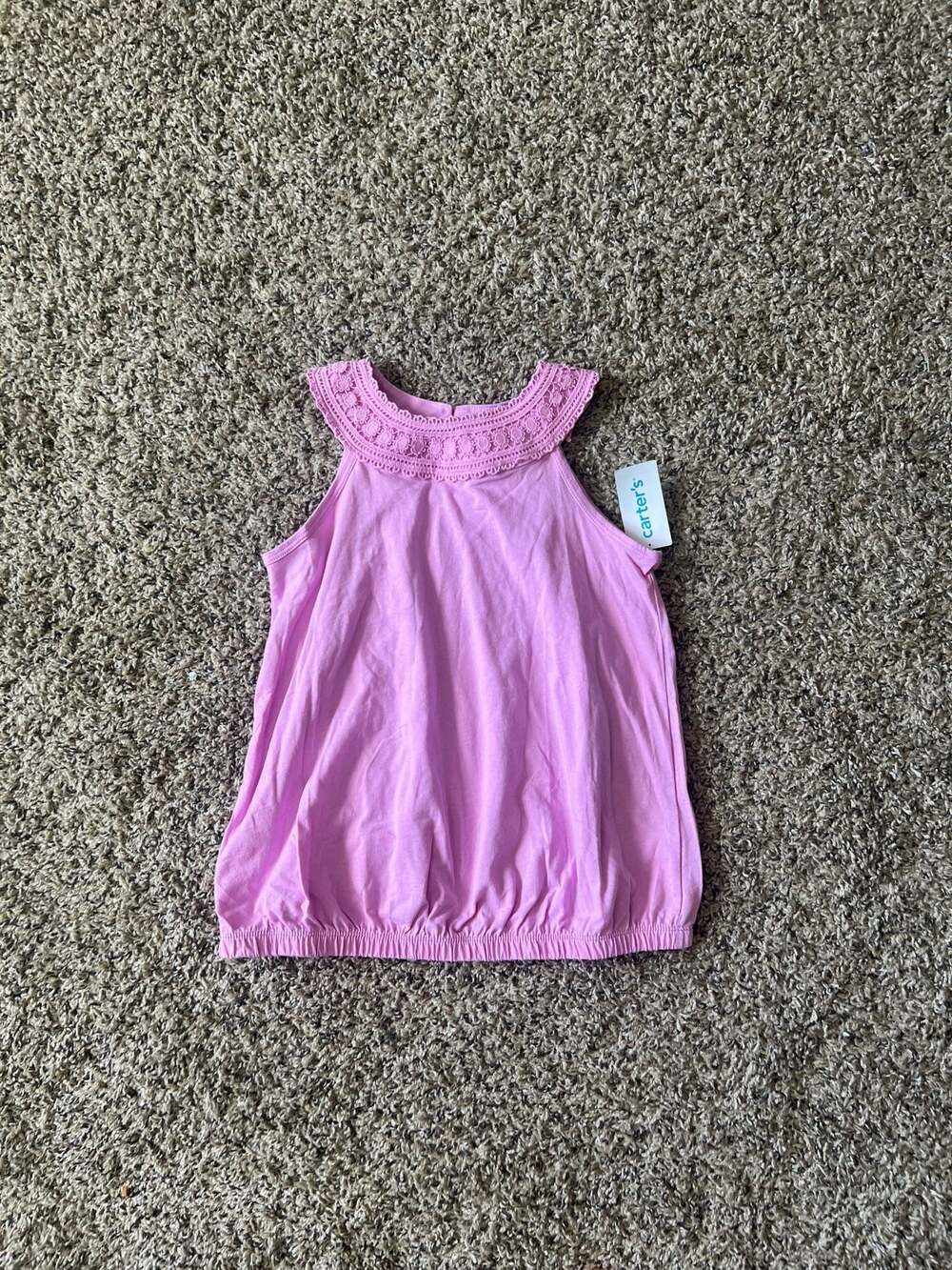 Carter's Kid Pink Crochet Trim Tank Top Size 14